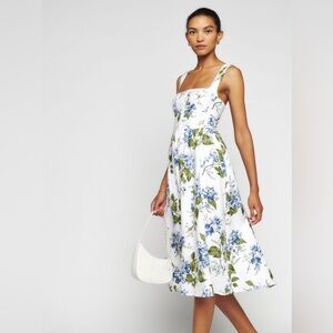 Reformation White and Blue Floral Dress